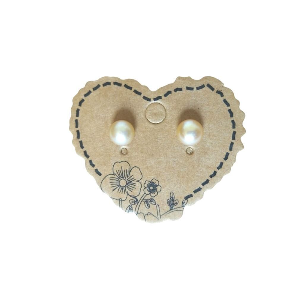 4mm Freshwater Creamy Pearl Stud Earrings Sterling Silver 925 Signed H